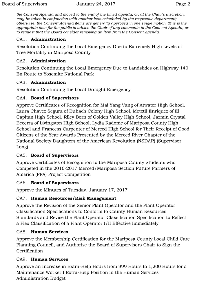 2017 01 24 mariposa county board of supervisors agenda january 24 2017 2