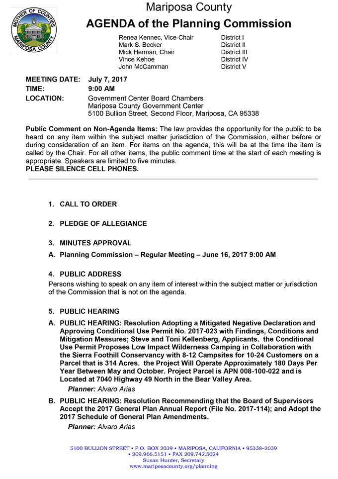 2017 07 07 mariposa county planning commission agenda july 7 2017 1