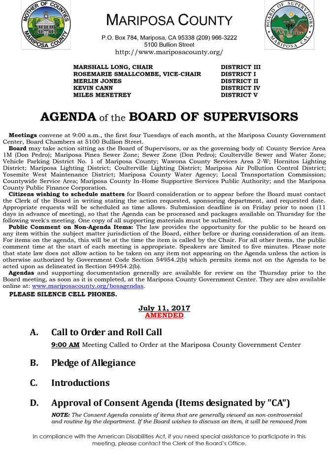 2017 07 11 mariposa county board of supervisors agenda july 11 2017 1