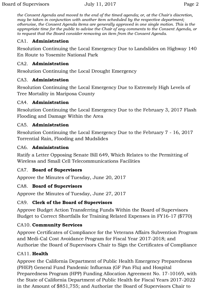 2017 07 11 mariposa county board of supervisors agenda july 11 2017 2