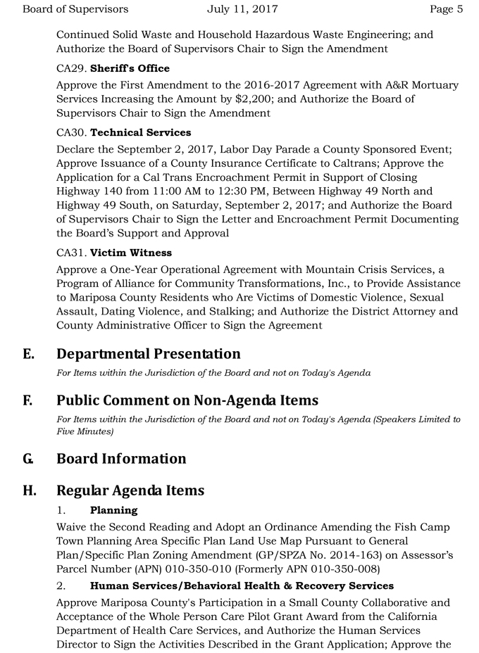 2017 07 11 mariposa county board of supervisors agenda july 11 2017 5