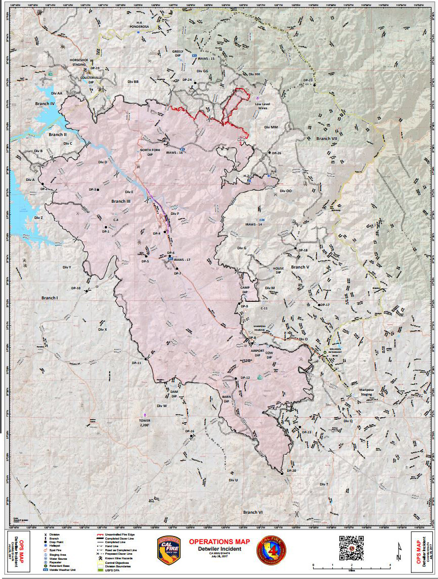 map operations detwiler fire mariposa county friday july 28 2017