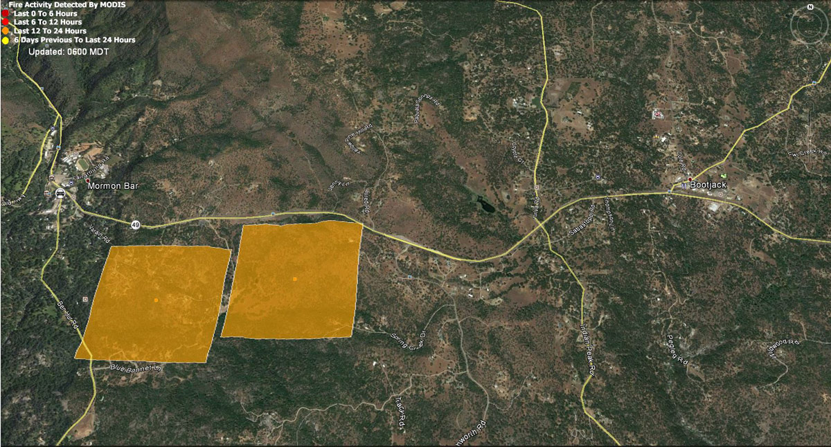 springs fire mariposa county modis map monday july 3 2017