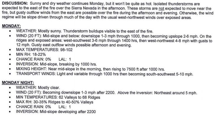 weather detwiler july 24 2017 mariposa county