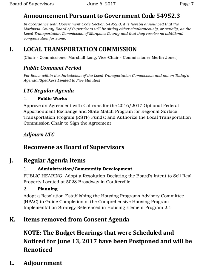 2017 06 06 mariposa county board of supervisors agenda june 6 2017 7