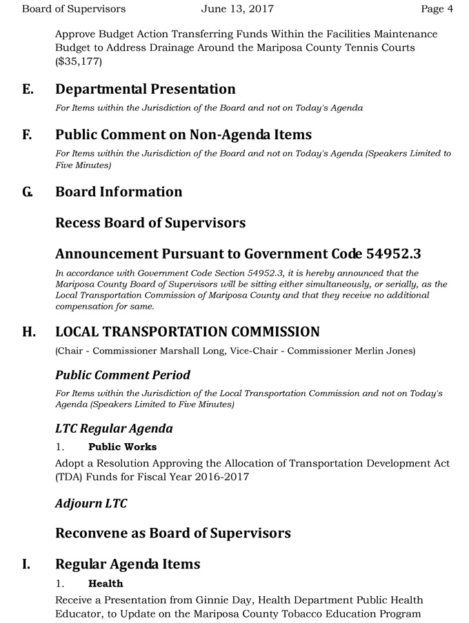 2017 06 13 mariposa county board of supervisors agenda june 13 2017 4