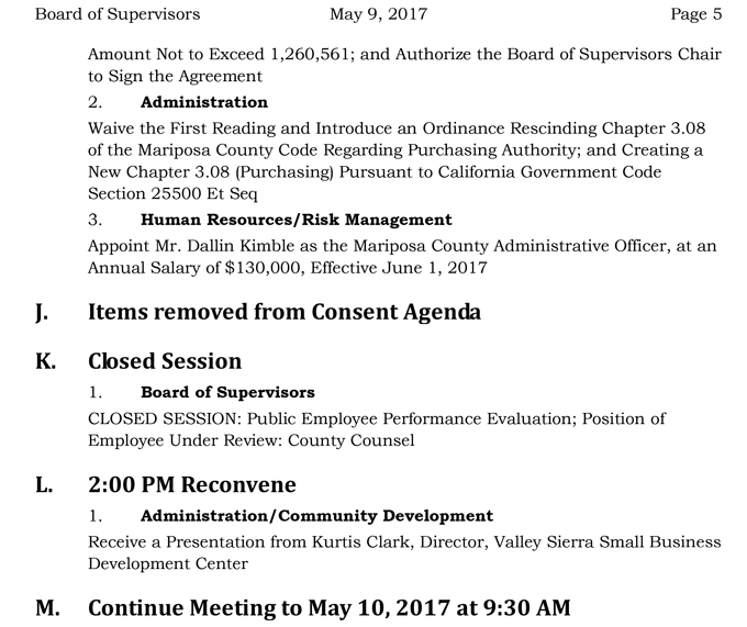 2017 05 09 mariposa county board of supervisors agenda may 9 2017 5