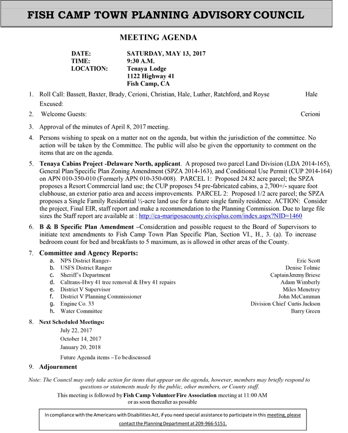 2017 05 13 mariposa county fish camp town planning advisory council agenda may 13 2017