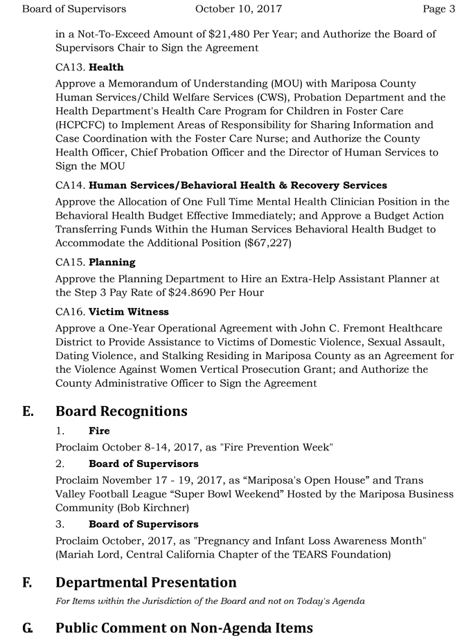 2017 10 10 mariposa county board of supervisors agenda october 10 2017 3