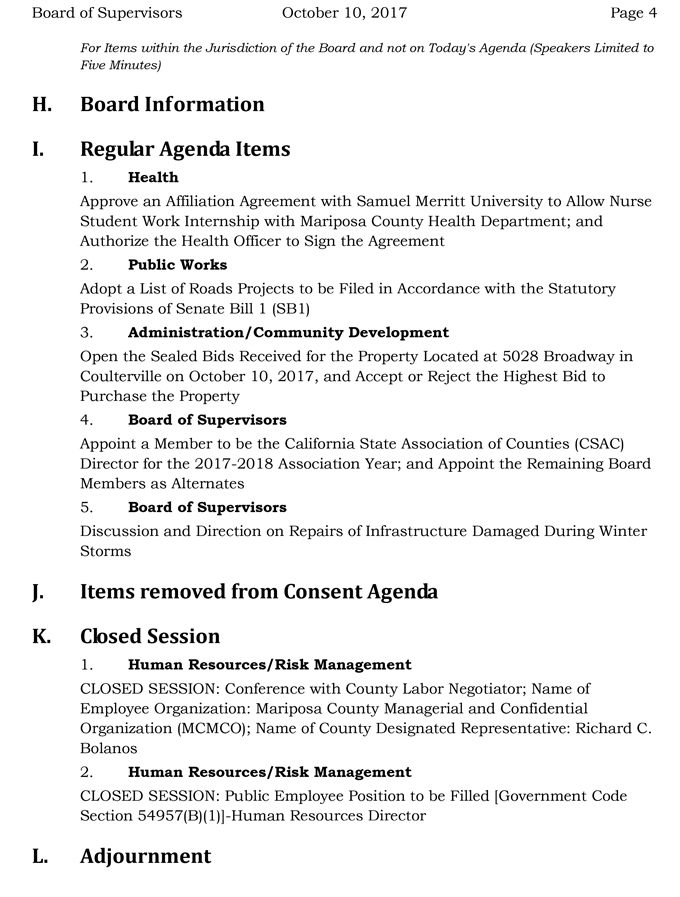 2017 10 10 mariposa county board of supervisors agenda october 10 2017 4