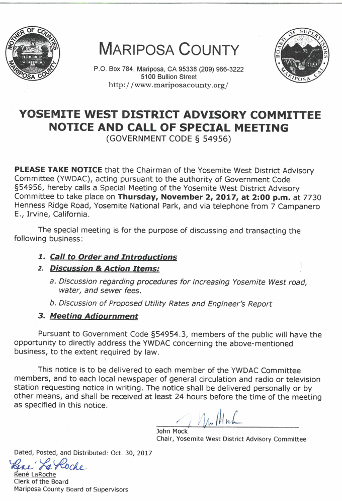 YWDAC 11 2 17 Special Meeting Notice and Call and Agenda 1