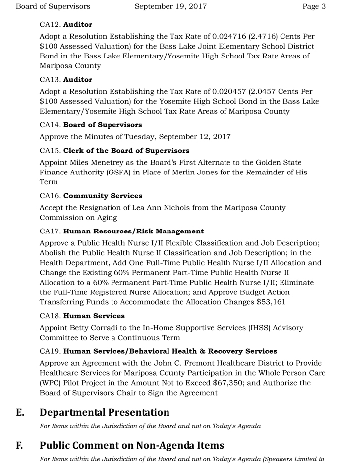 2017 09 19 mariposa county board of supervisors agenda september 19 2017 3