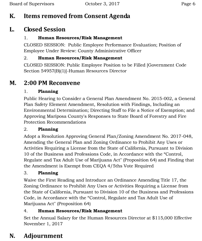 2017 10 03 mariposa county board of supervisors agenda october 3 2017 6