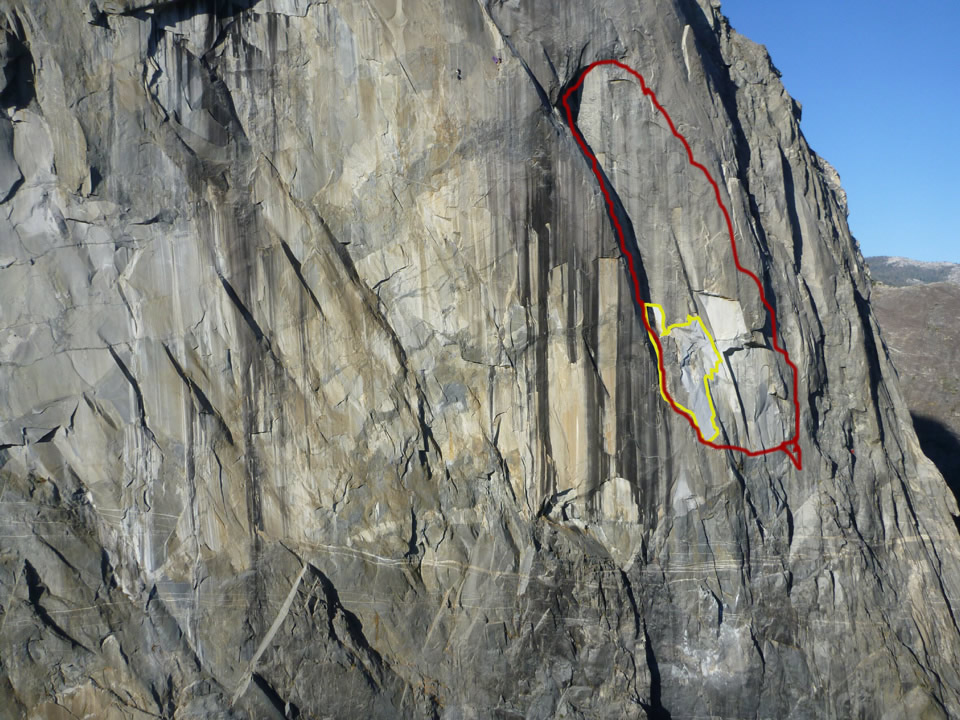 yosemite horsetail fall rockfall source area nps with line