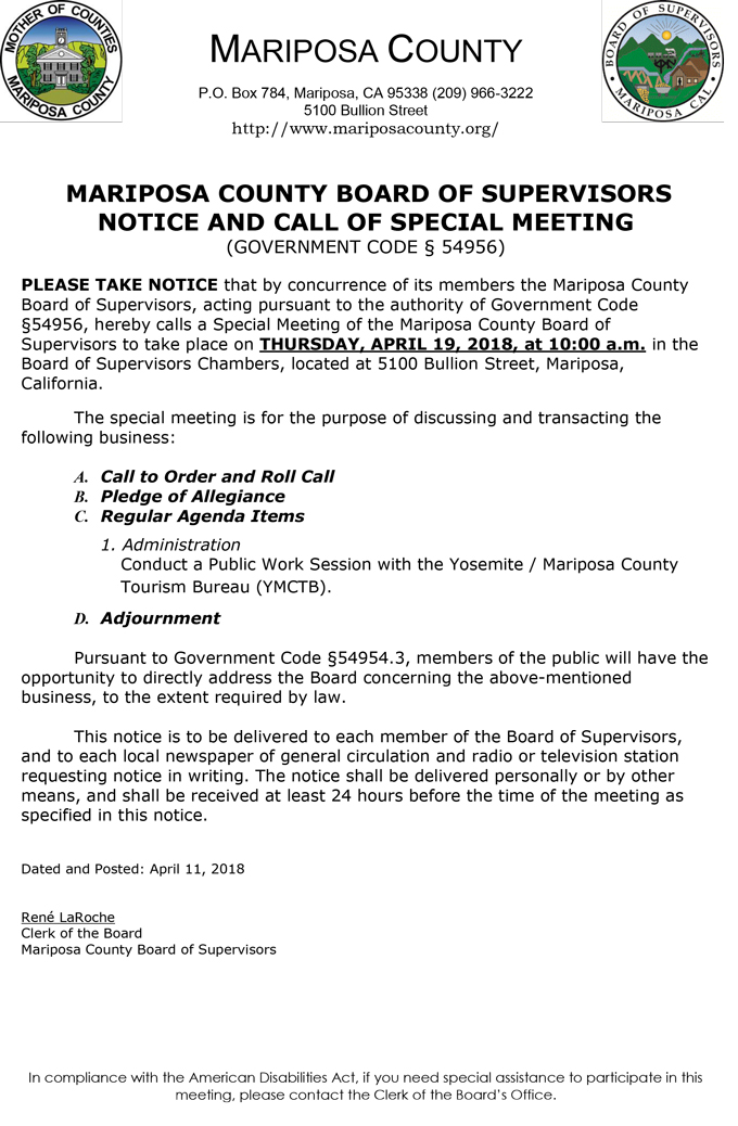 2018 04 19 mariposa county Board of Supervisors Public Agenda april 19 2018