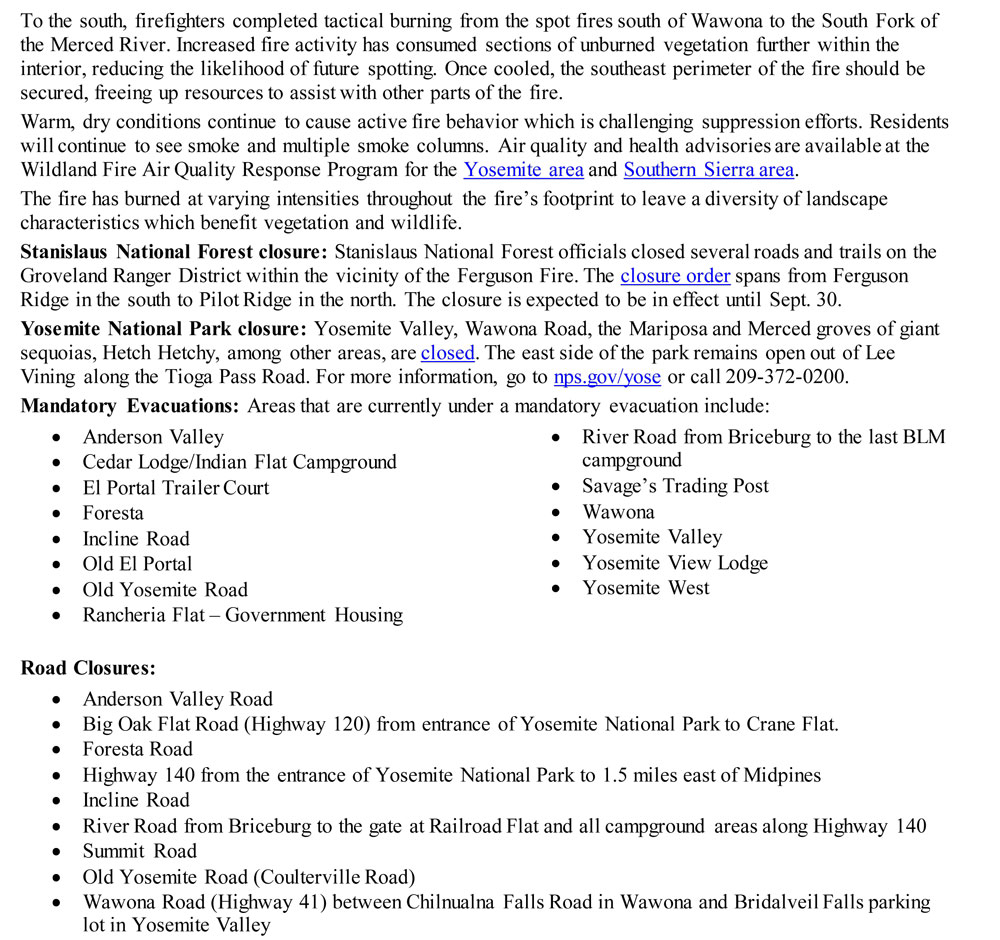FERGUSON FIRE UPDATE 8 5 2
