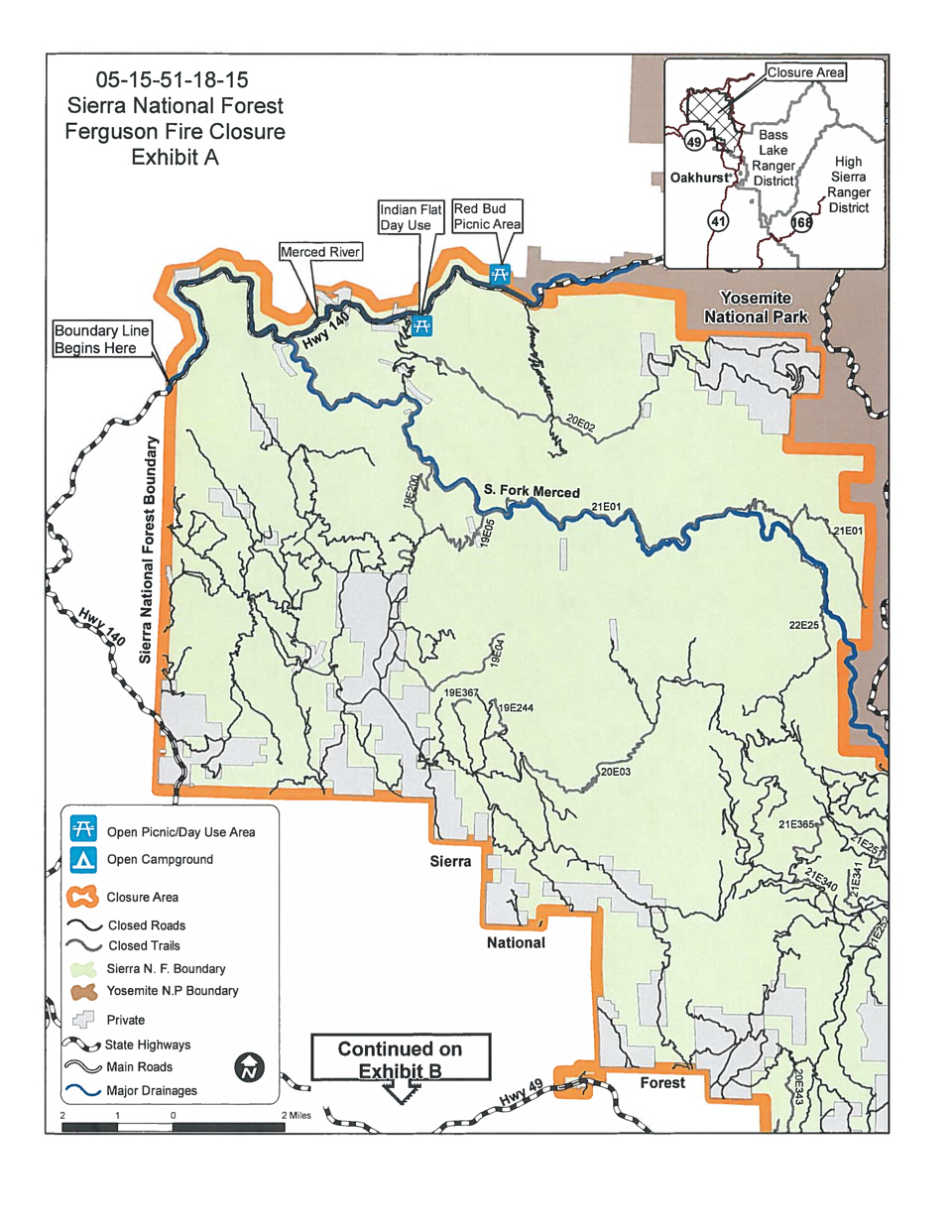 Sierra National Forest Officials Issue Ferguson Fire Order Of Closure Of Area Roads Trails And