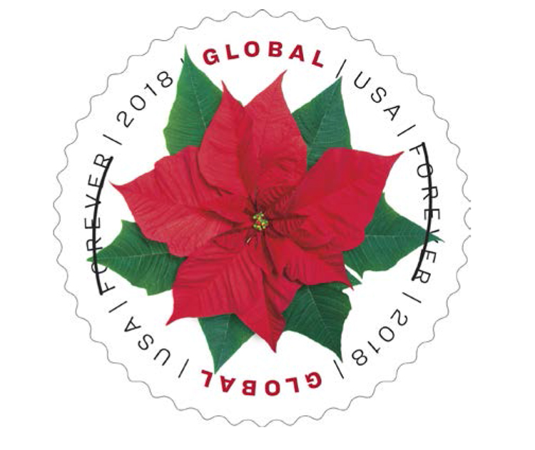 usps blossoming poinsettia forever stamp