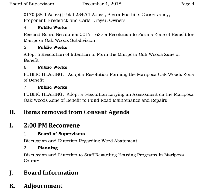 2018 12 04 mariposa county Board of Supervisors Agenda december 4 2018 4