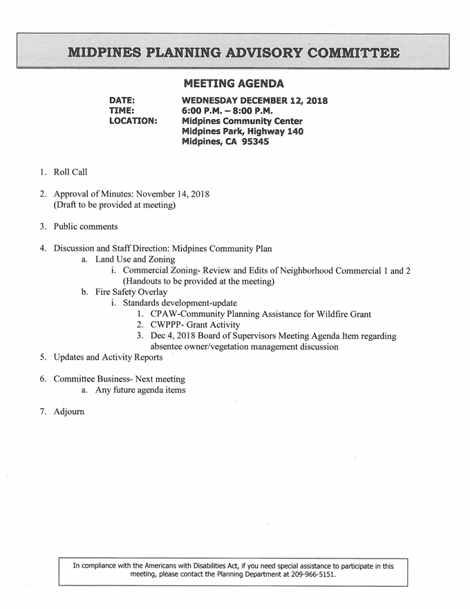 2018 12 12 mariposa county Midpines Planning Advisory Committee Agenda december 12 2018