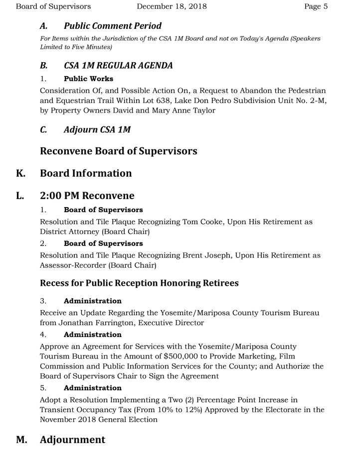 2018 12 18 mariposa county Board of Supervisors agenda december 18 2018 5