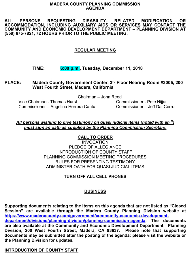 madera county planning commission agenda december 11 2018 1