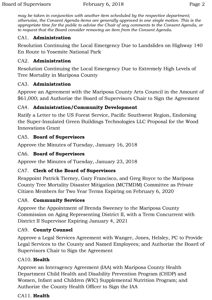 2018 02 06 mariposa county Board of Supervisors agenda february 6 2018 2