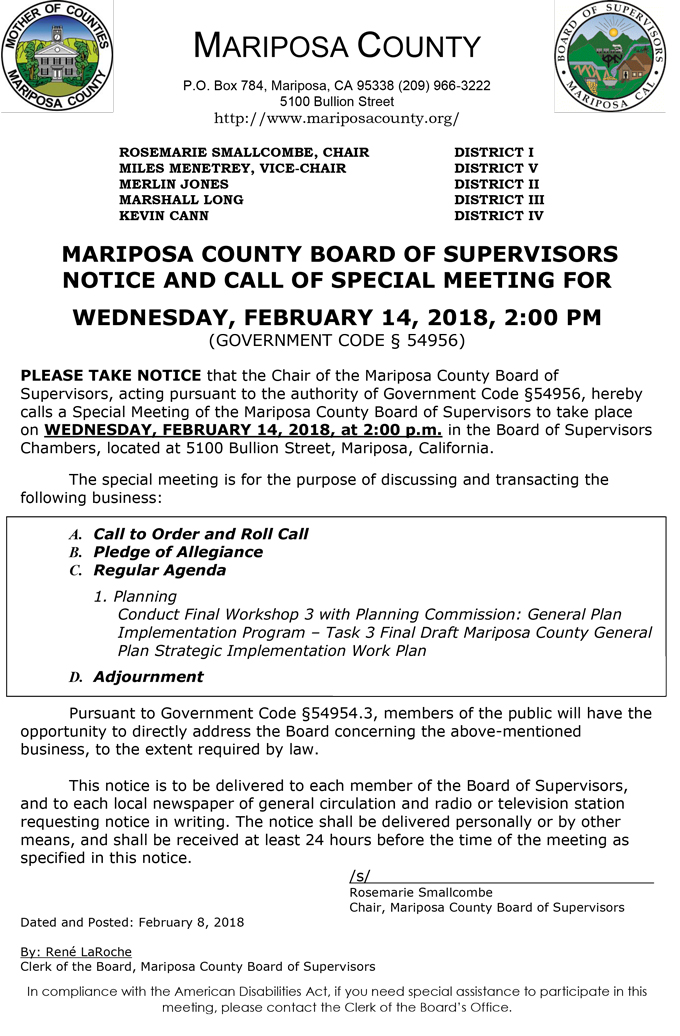 2018 02 14 mariposa county Board of Supervisors agenda february 14 2018