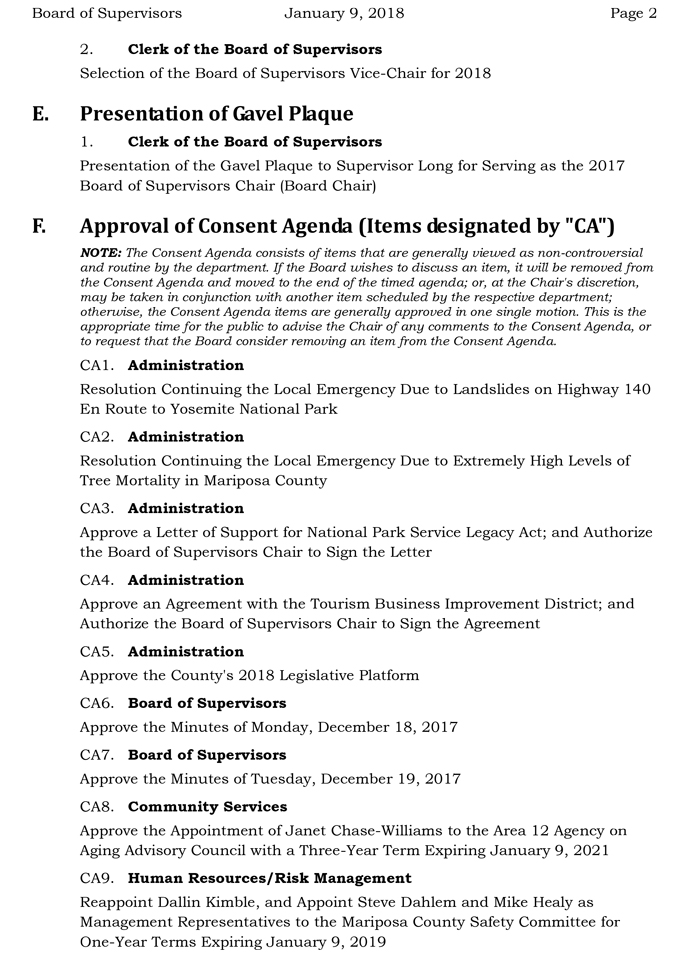 2018 01 09 mariposa county Board of Supervisors agenda january 9 2018 2