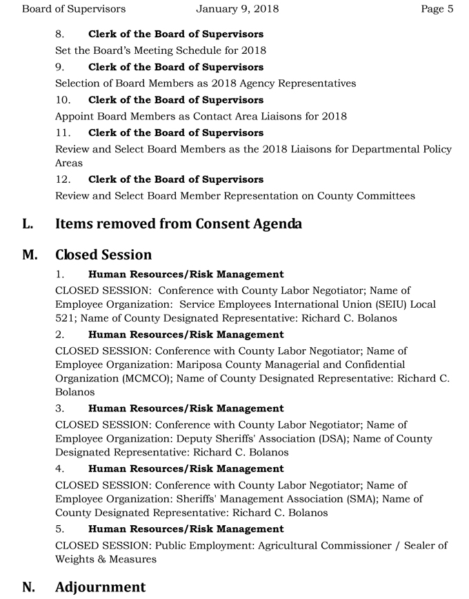2018 01 09 mariposa county Board of Supervisors agenda january 9 2018 5