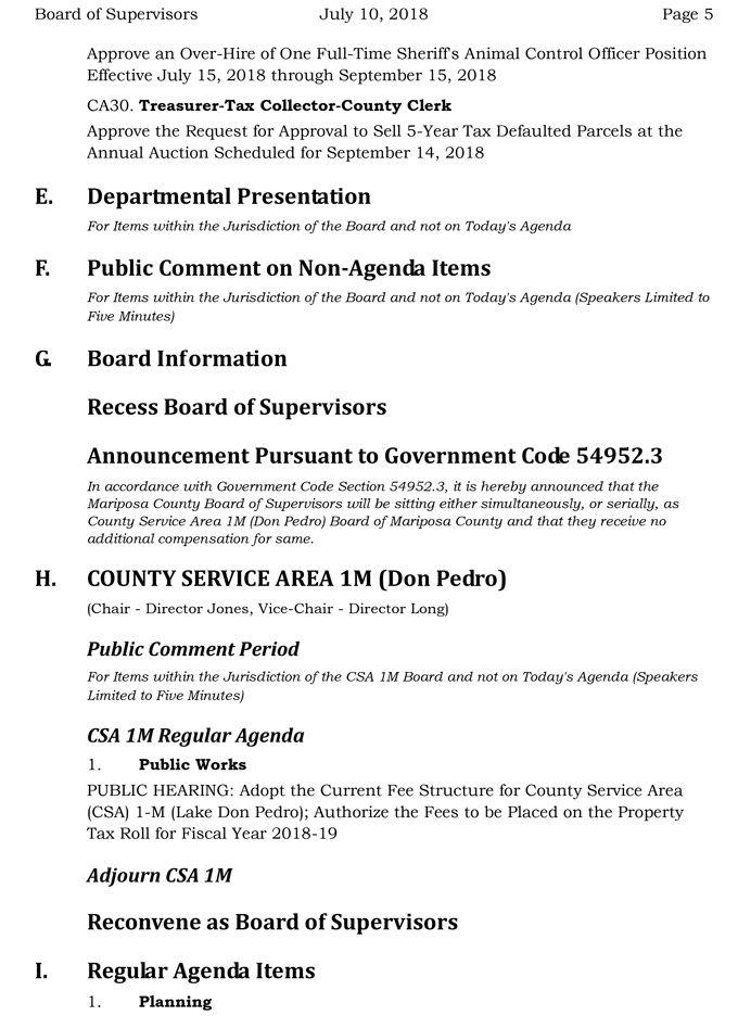 2018 07 10 mariposa county Board of Supervisors Public Agenda july 10 2018 5