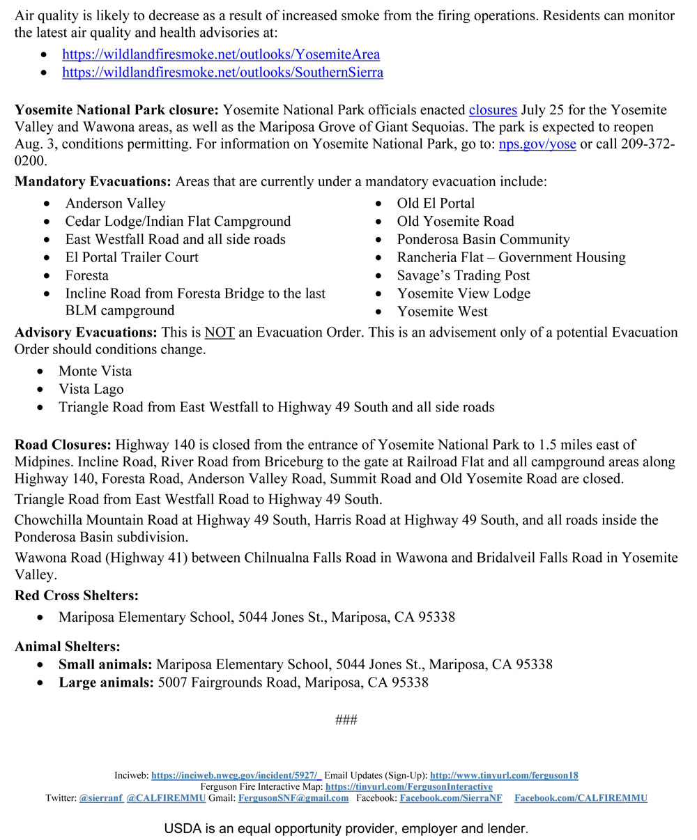FERGUSON FIRE UPDATE 7 29 2