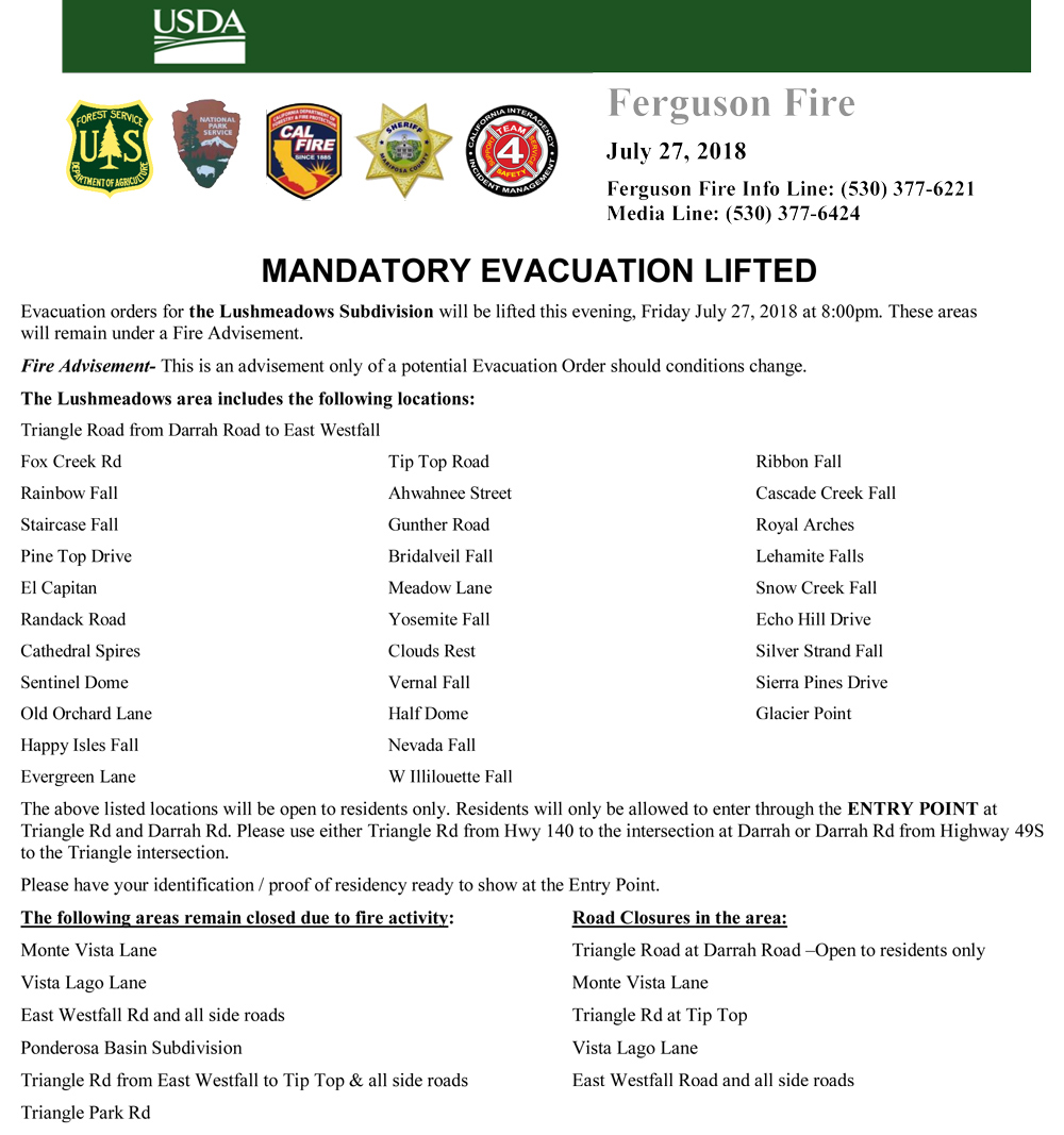 Lushmeadows Evacuation lifted 7 27 1