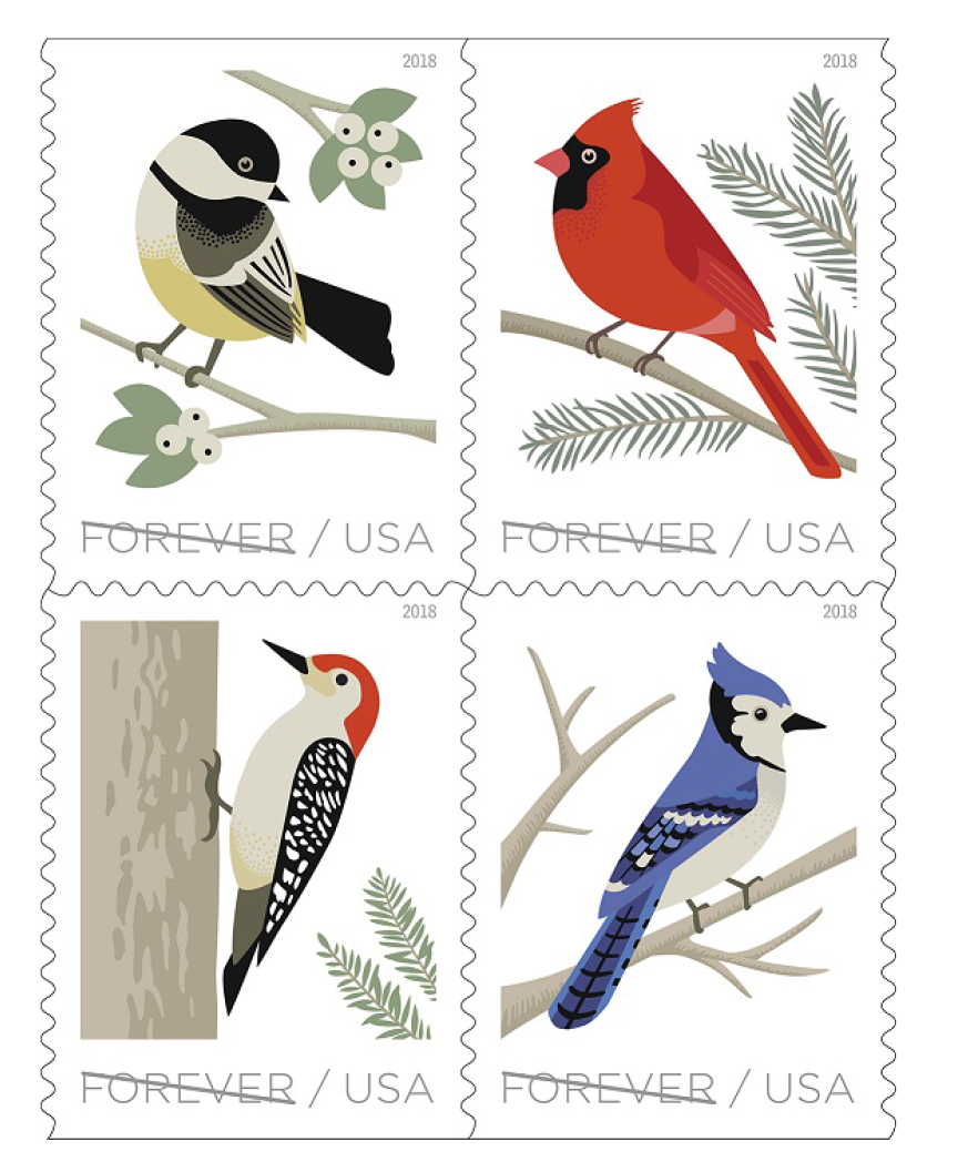usps birds in winter forever stamps