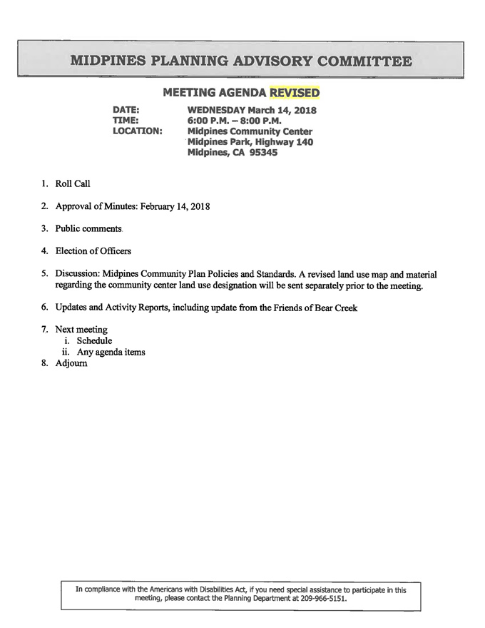 2018 03 14 mariposa county Midpines Planning Advisory Committee Public Agenda march 14 2018 1