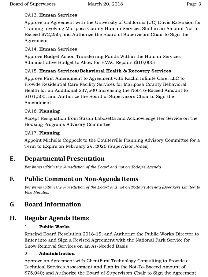 2018 03 20 mariposa county Board of Supervisors Public Agenda march 20 2018 3