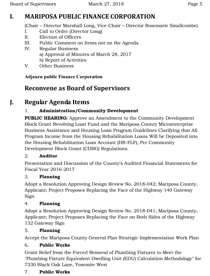 2018 03 27 mariposa county Board of Supervisors Public Agenda march 27 2018 5