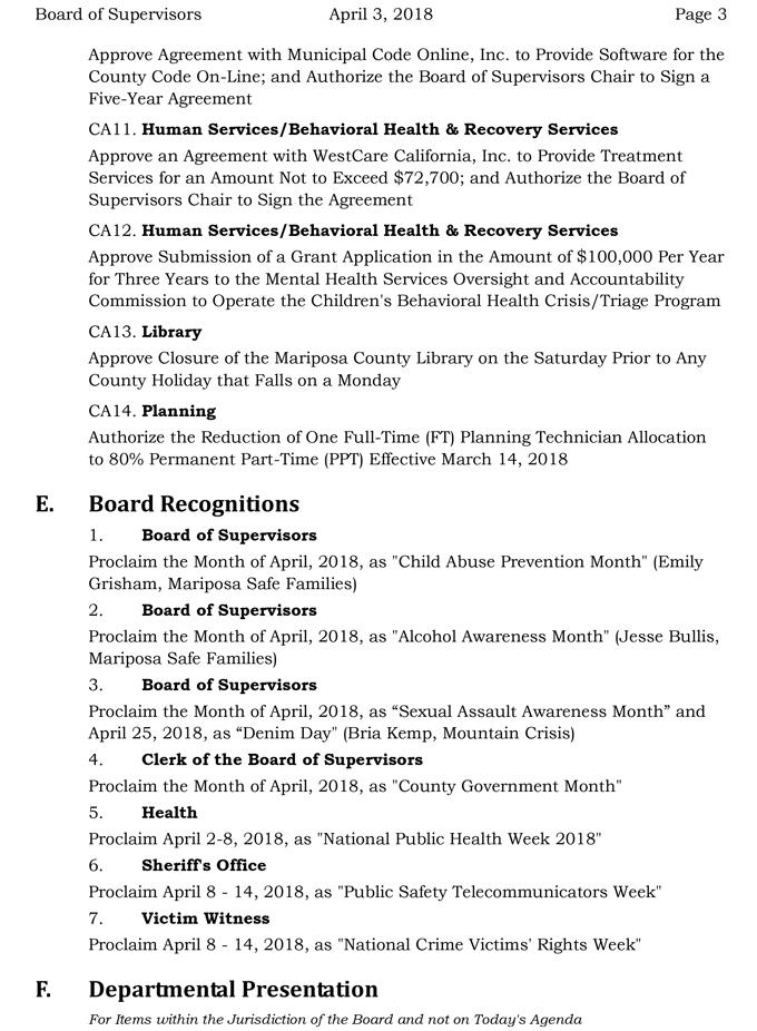 2018 04 03 mariposa county Board of Supervisors Public Agenda april 3 2018 3