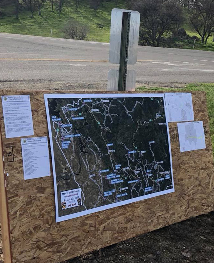 Storm information board in Catheys Valley2