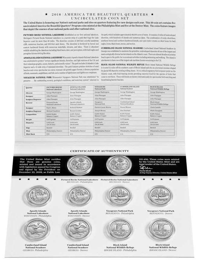 us mint america the beautiful quarters uncirculated coin set 1