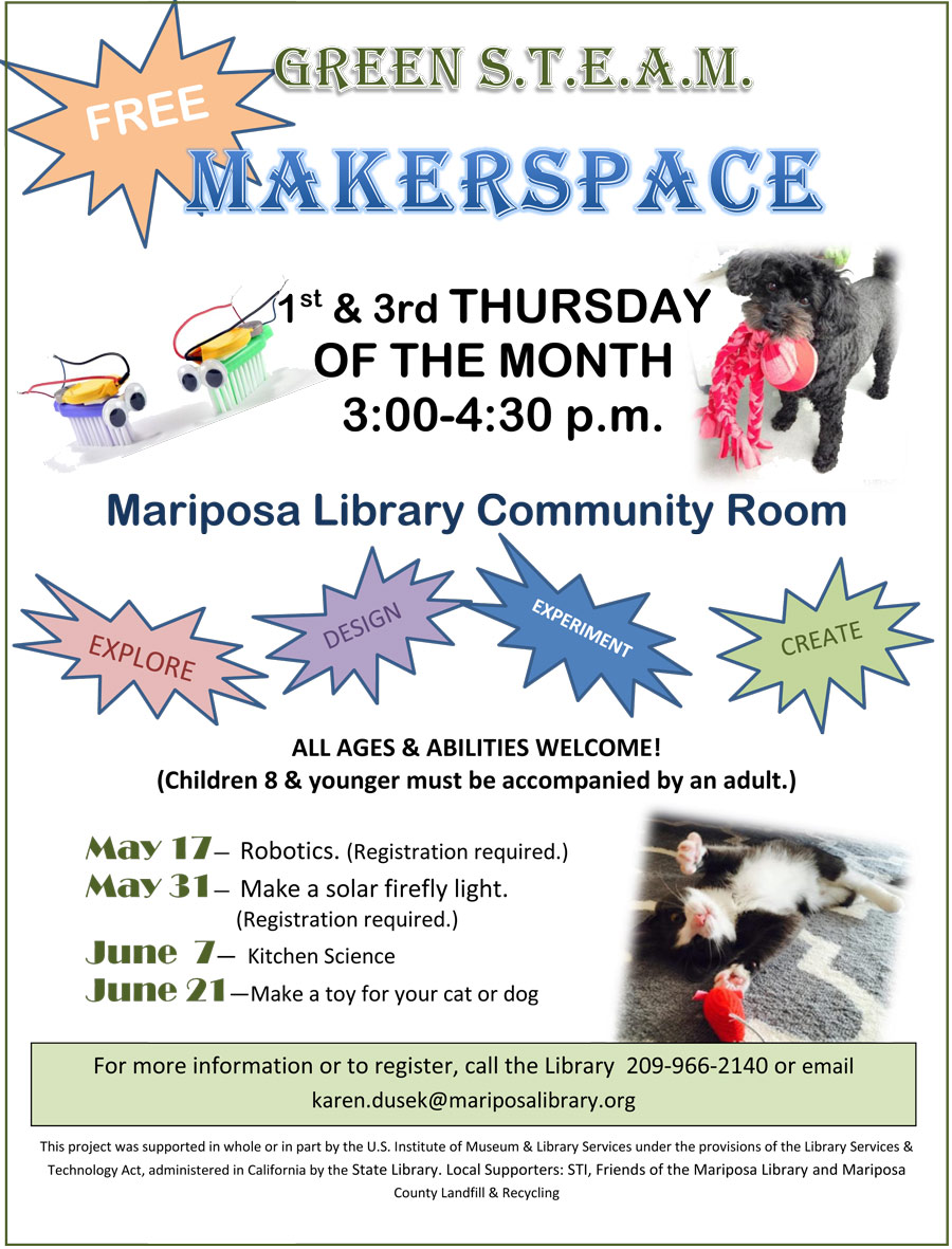 thursday makerspace programs for May and June