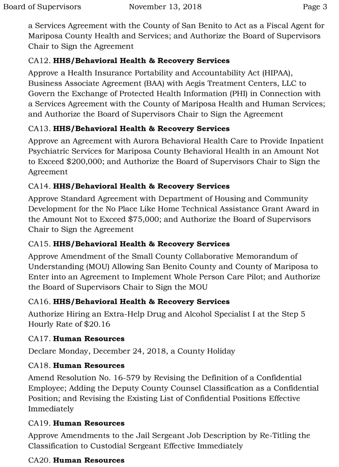2018 11 13 mariposa county Board of Supervisors agenda november 13 2018 3