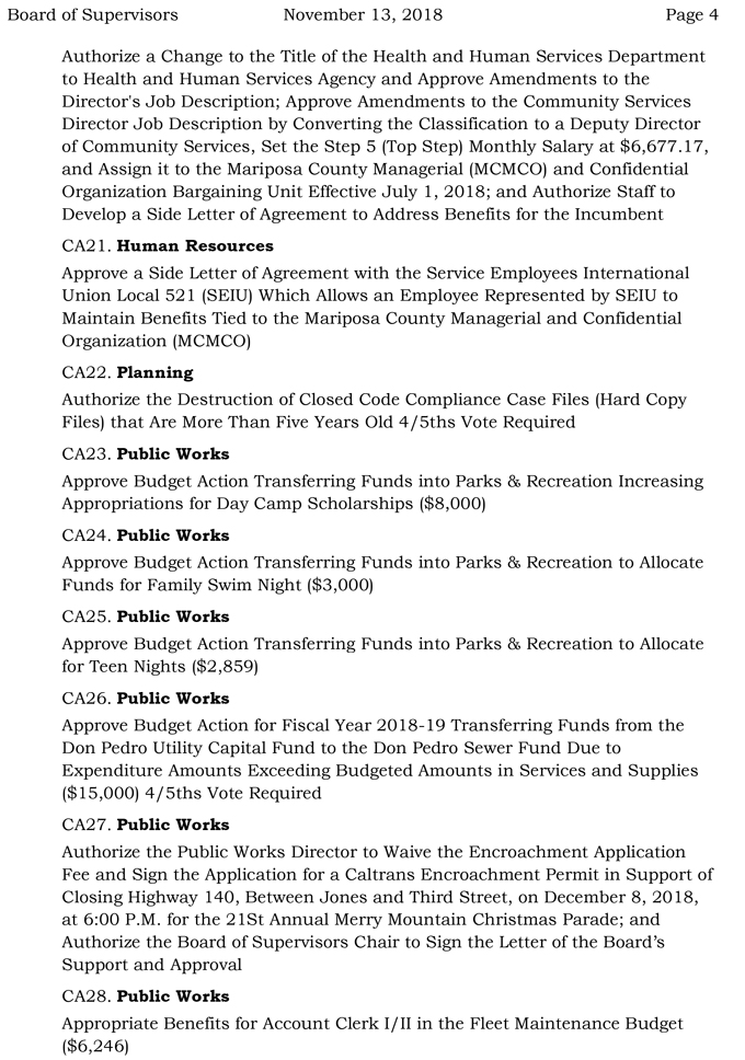 2018 11 13 mariposa county Board of Supervisors agenda november 13 2018 4