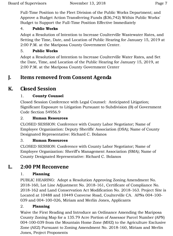2018 11 13 mariposa county Board of Supervisors agenda november 13 2018 7