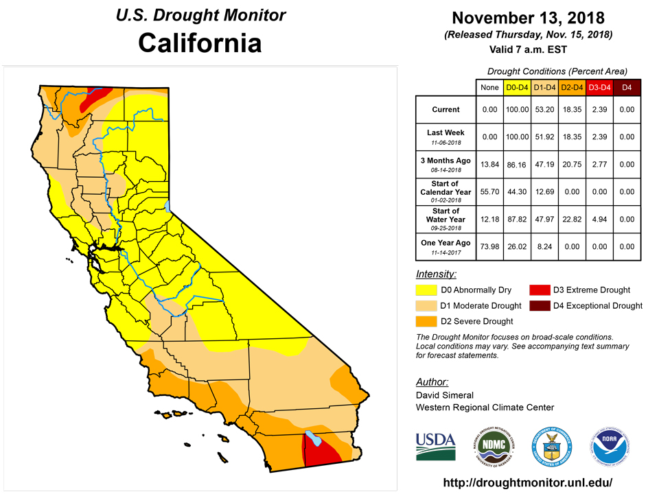 california drought monitor for november 13 2018