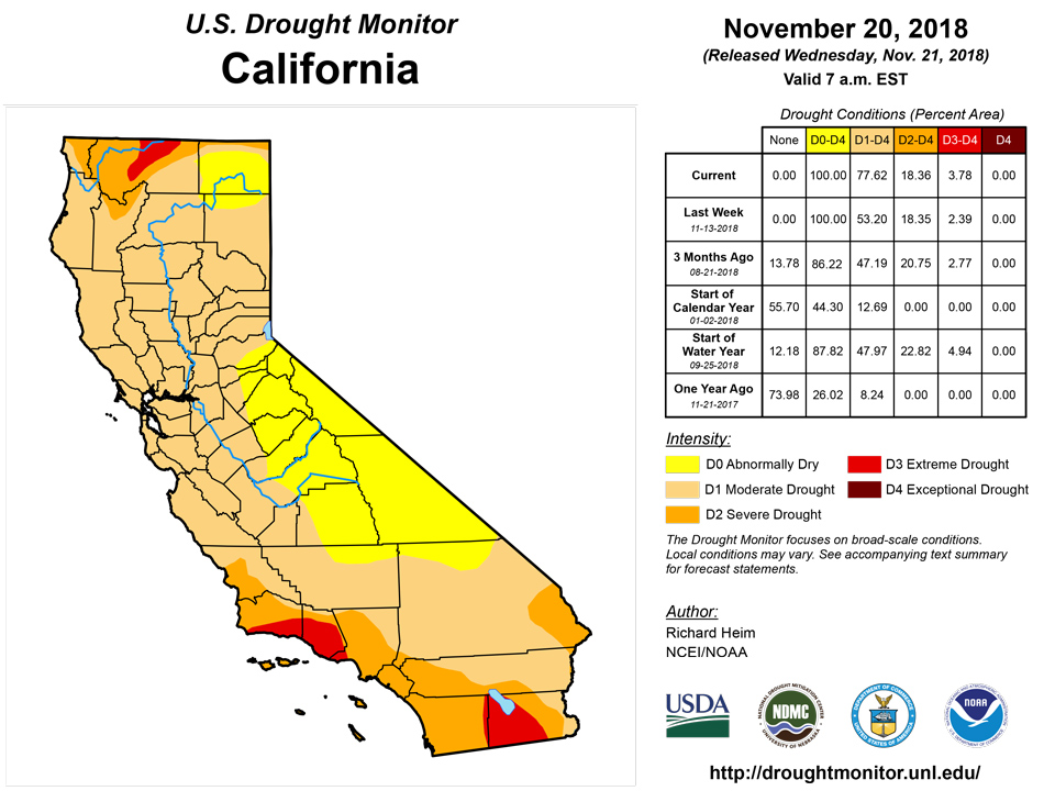 california drought monitor for november 20 2018