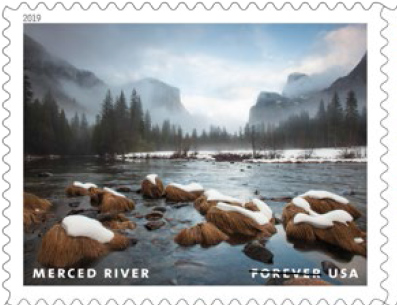 merced river yosemite stamp
