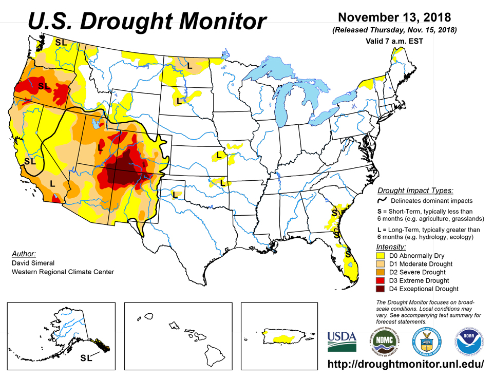 us drought map november 13 2018