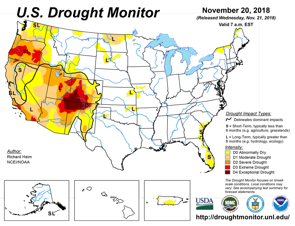 us drought map november 20 2018