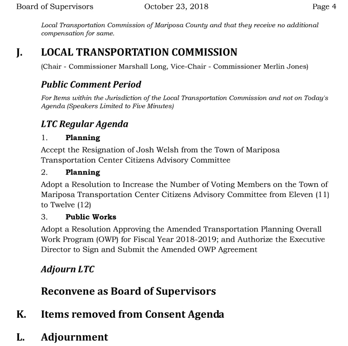 2018 10 23 mariposa county Board of Supervisors Agenda october 23 2018 4